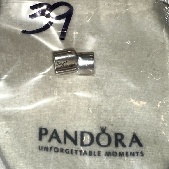 (2) Authentic Pandora Sterling Silver Best Friend Charm Bead & Clip 925 ALE #39 - Picture 12 of 12